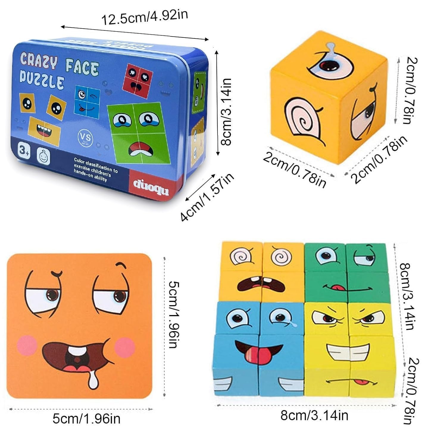 Funnoys Expression Puzzle Cubes | Fun Face Changing Game | Brain Teaser & Educational Toy