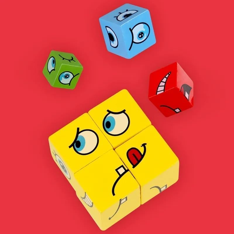 Funnoys Expression Puzzle Cubes | Fun Face Changing Game | Brain Teaser & Educational Toy