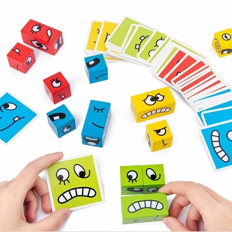 Funnoys Expression Puzzle Cubes | Fun Face Changing Game | Brain Teaser & Educational Toy