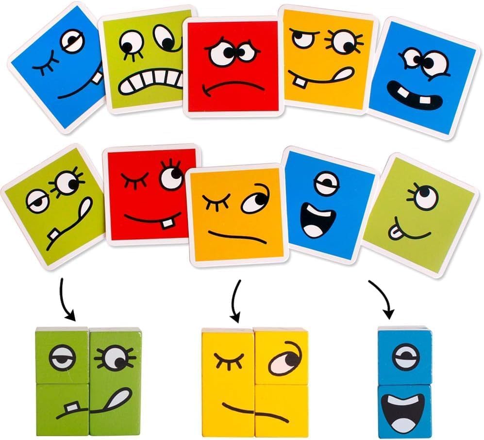 Funnoys Expression Puzzle Cubes | Fun Face Changing Game | Brain Teaser & Educational Toy