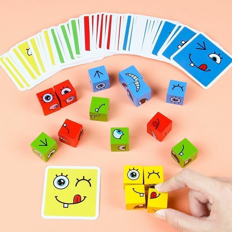 Funnoys Expression Puzzle Cubes | Fun Face Changing Game | Brain Teaser & Educational Toy