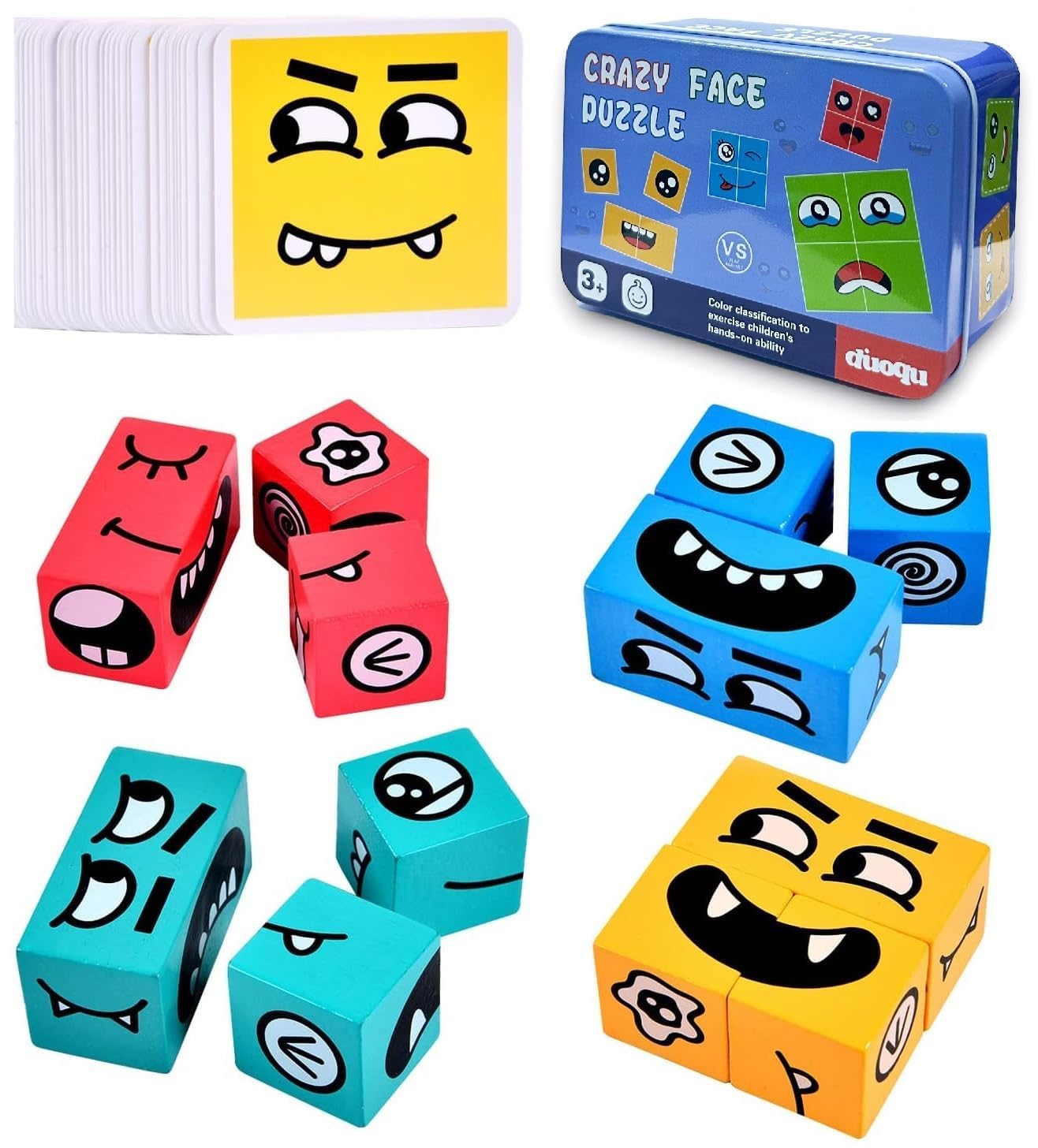 Funnoys Expression Puzzle Cubes | Fun Face Changing Game | Brain Teaser & Educational Toy